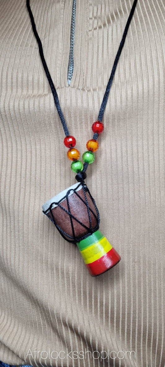 Collier mini tambour rasta
