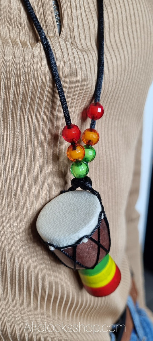 Collier mini tambour rasta