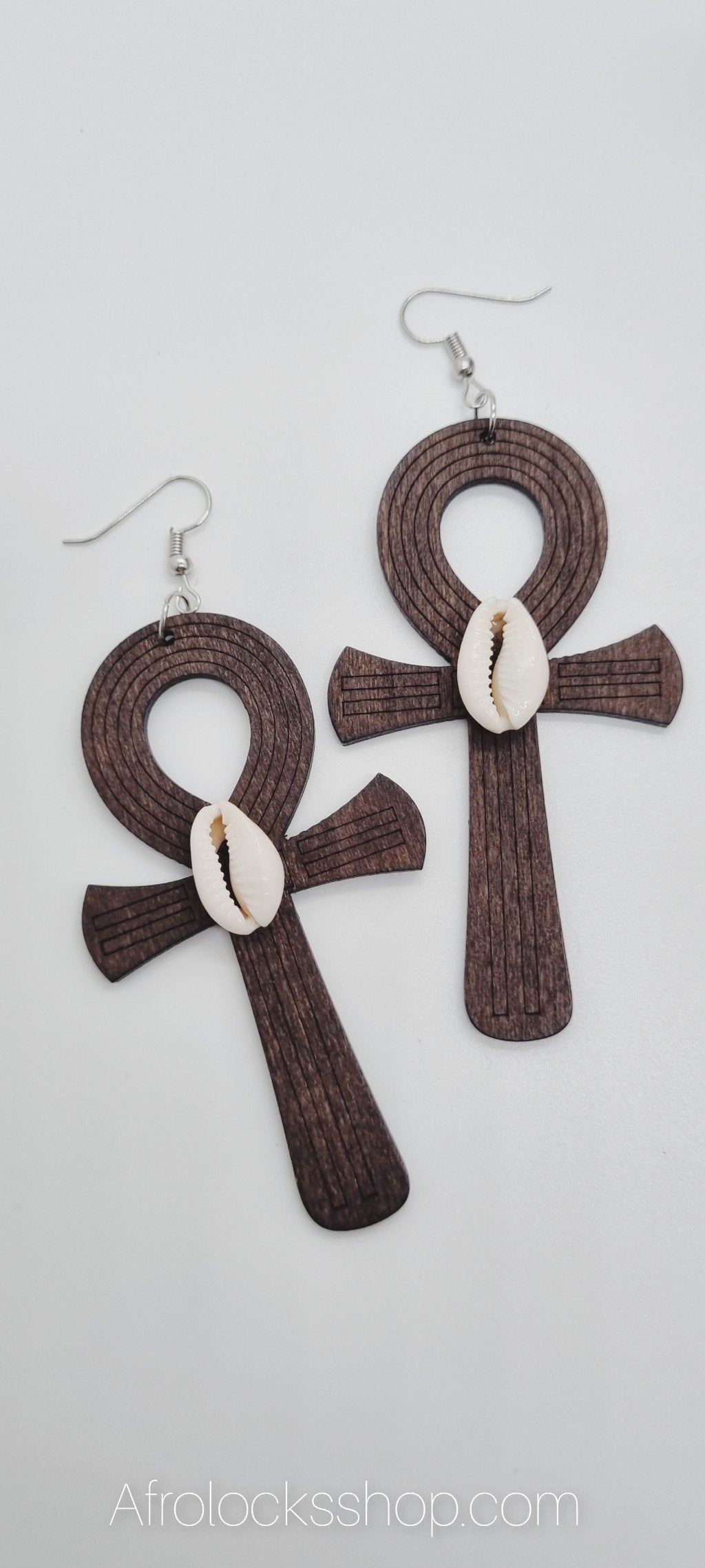 Boucles d'oreilles en bois avec cauri-SQ6581304