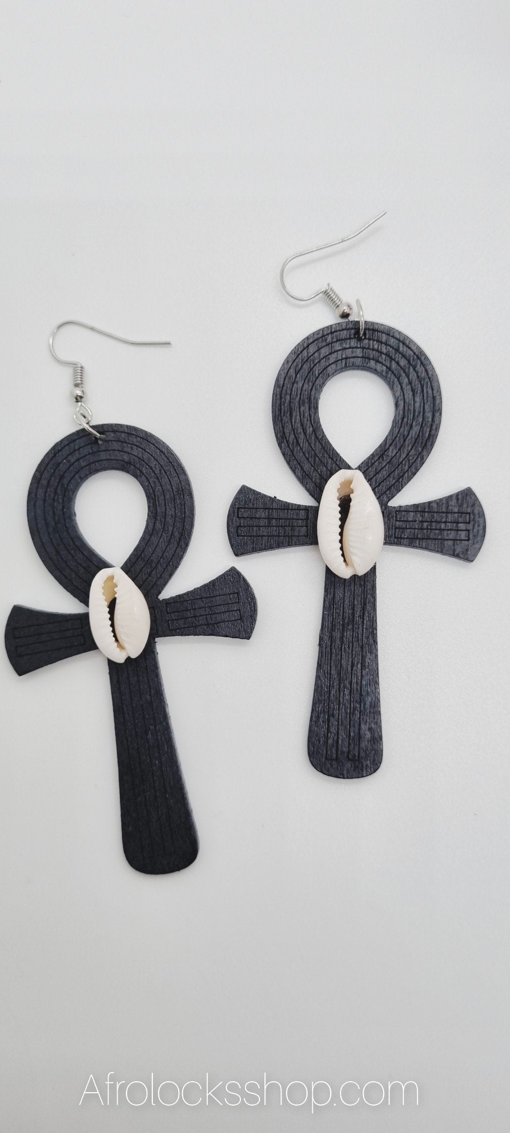 Boucles d'oreilles en bois avec cauri-SQ6581304