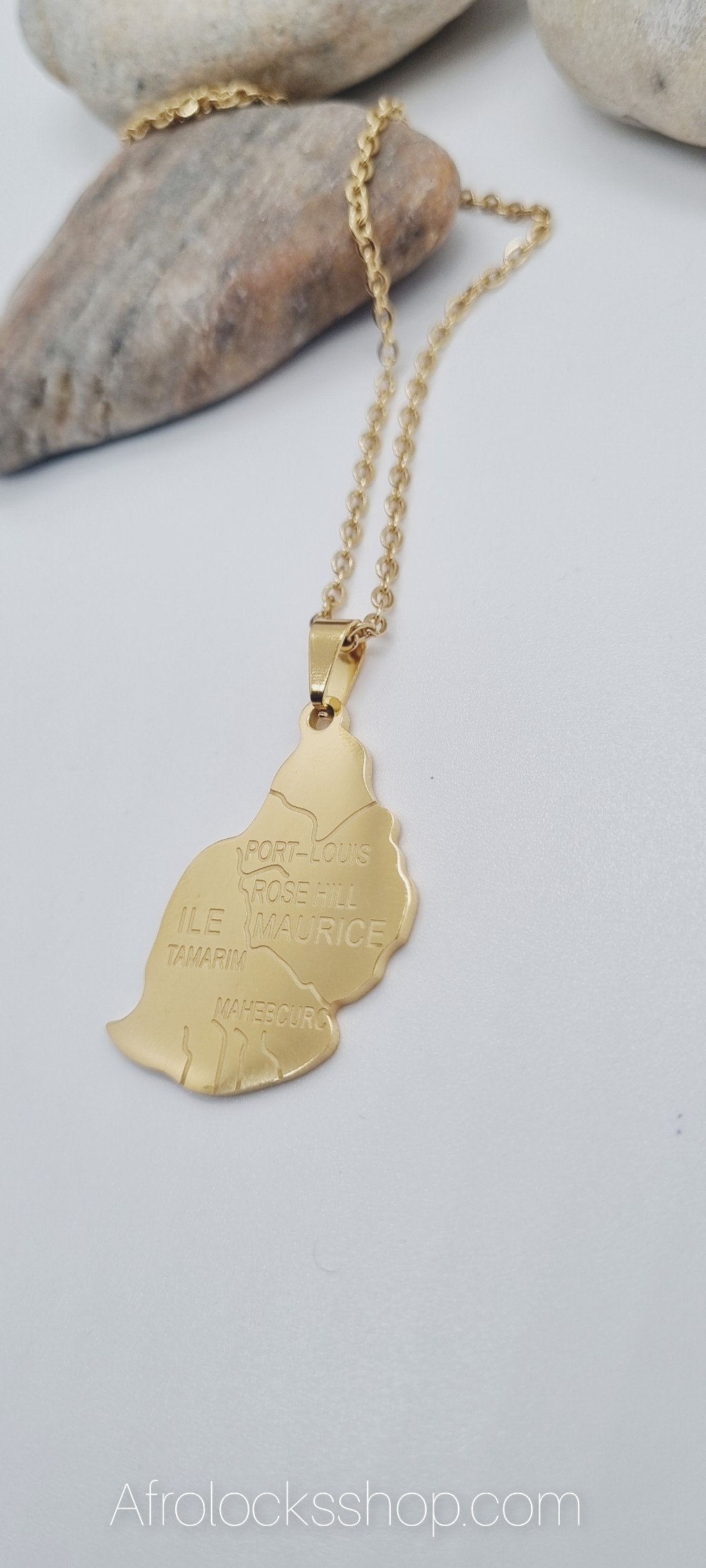 Chaîne et pendentif Ile Maurice plaqué or