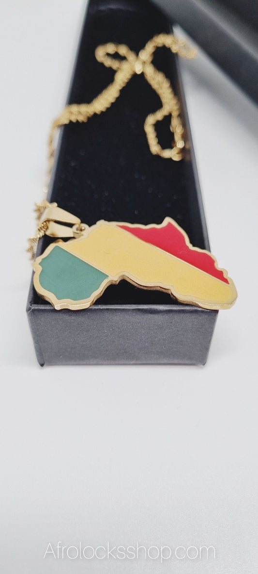 Chaîne et pendentif Afrique rasta Ethiopie Mali