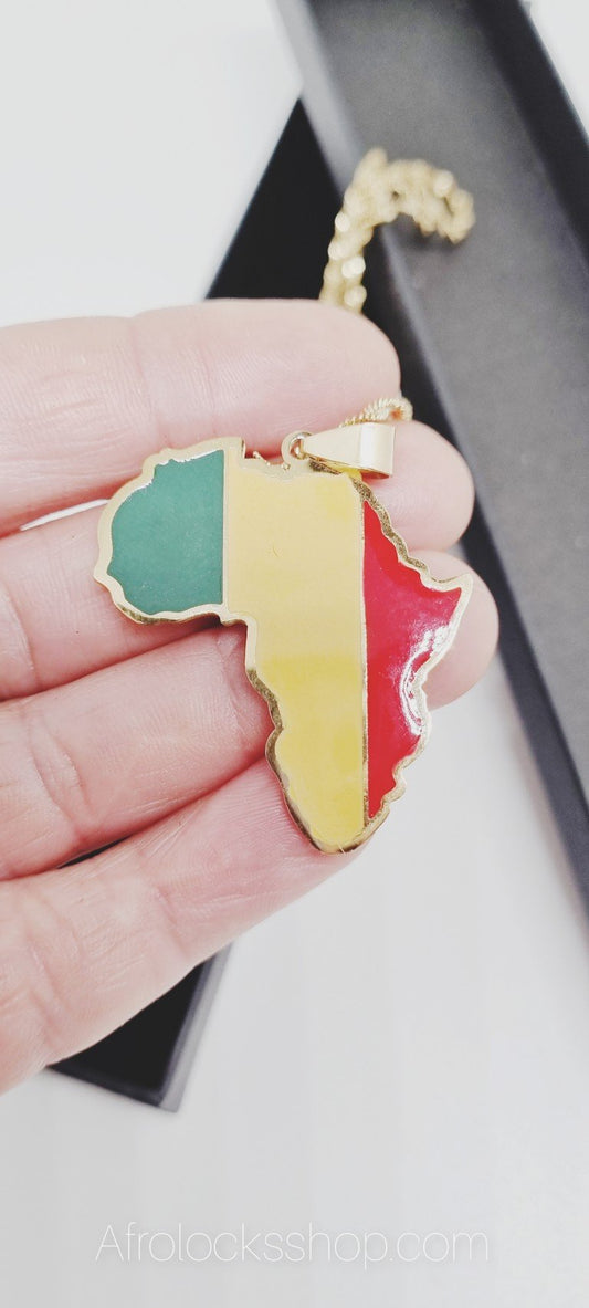 Chaîne et pendentif Afrique rasta Ethiopie Mali