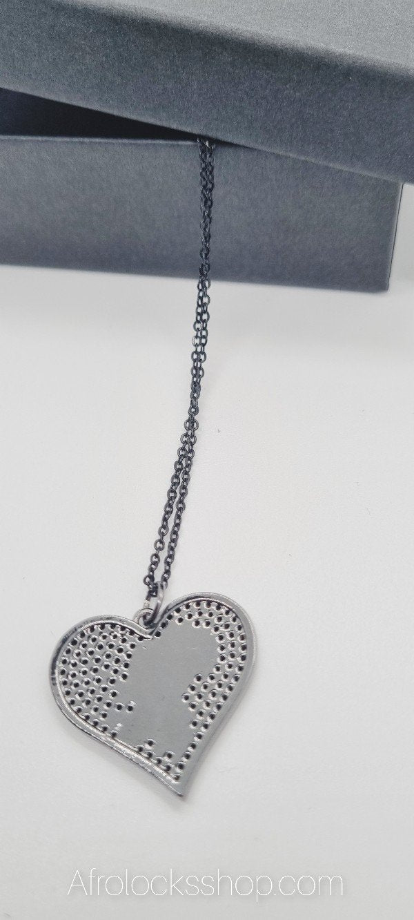 Chaîne coeur noir strass Afrique