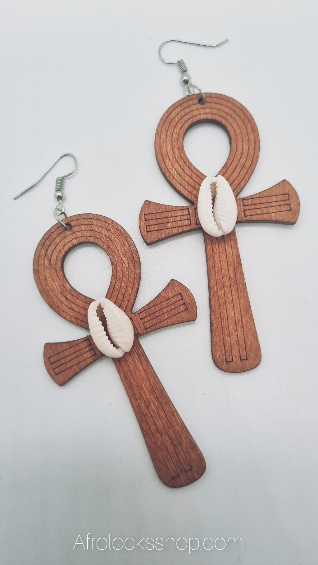 Boucles d'oreilles en bois avec cauri-SQ6581304