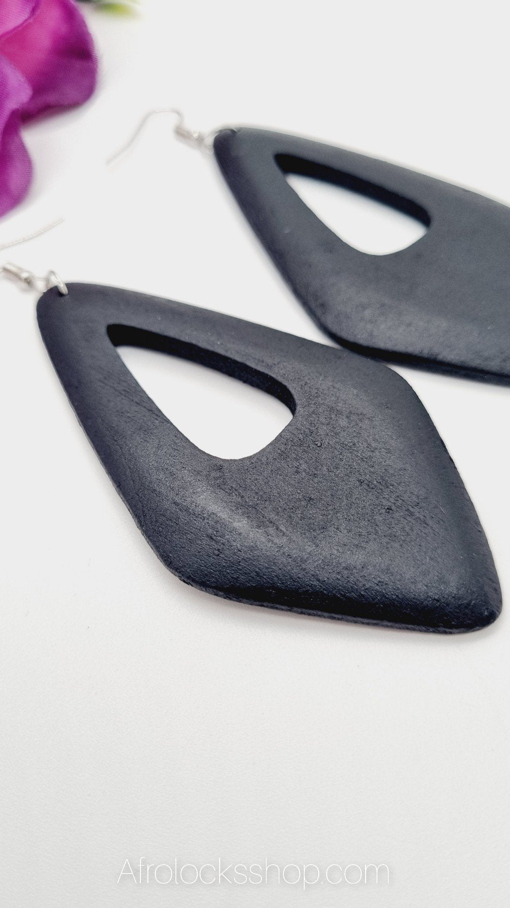 Boucles d'oreilles géométriques en bois naturel-SQ3615933