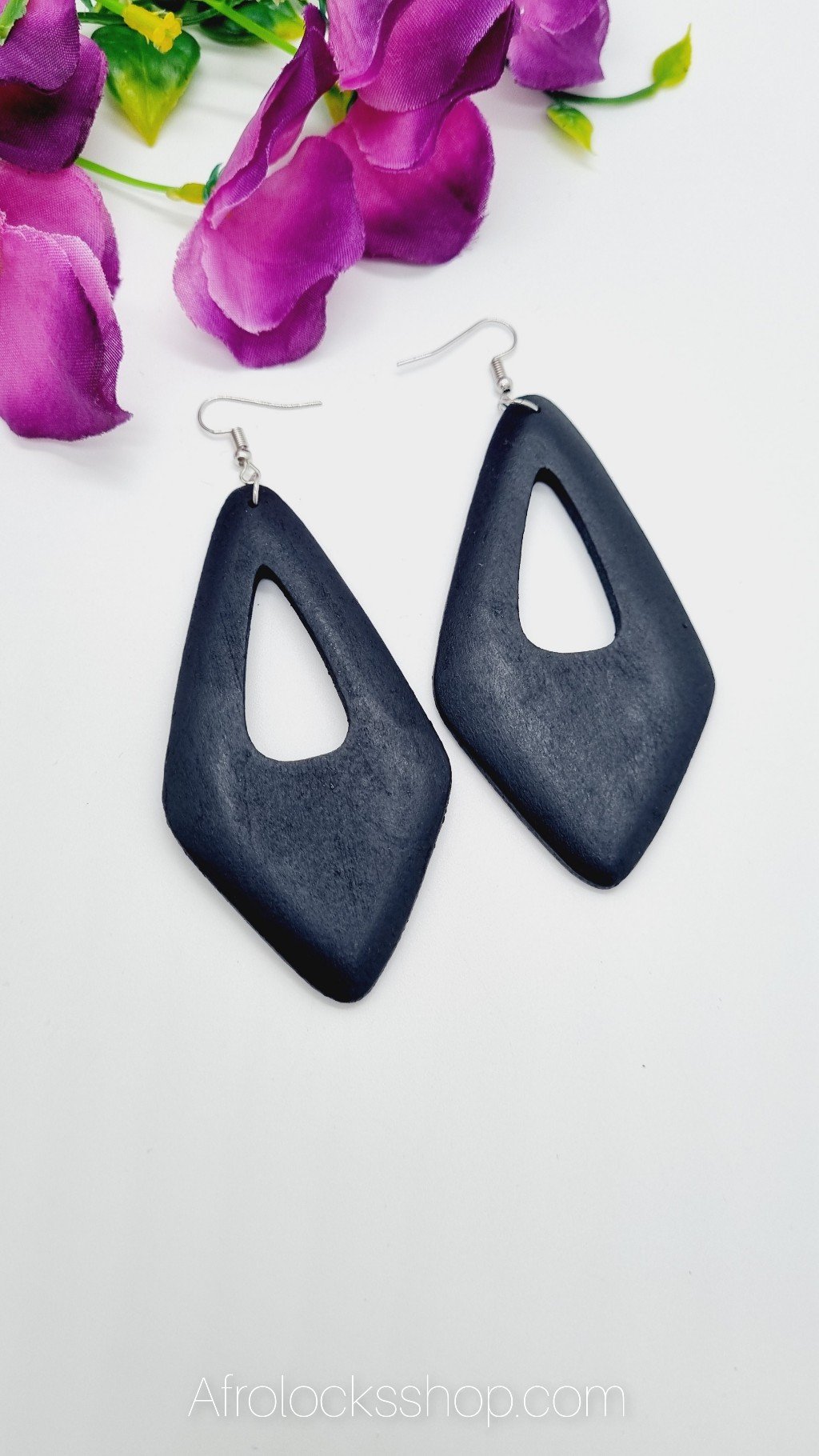 Boucles d'oreilles géométriques en bois naturel-SQ3615933