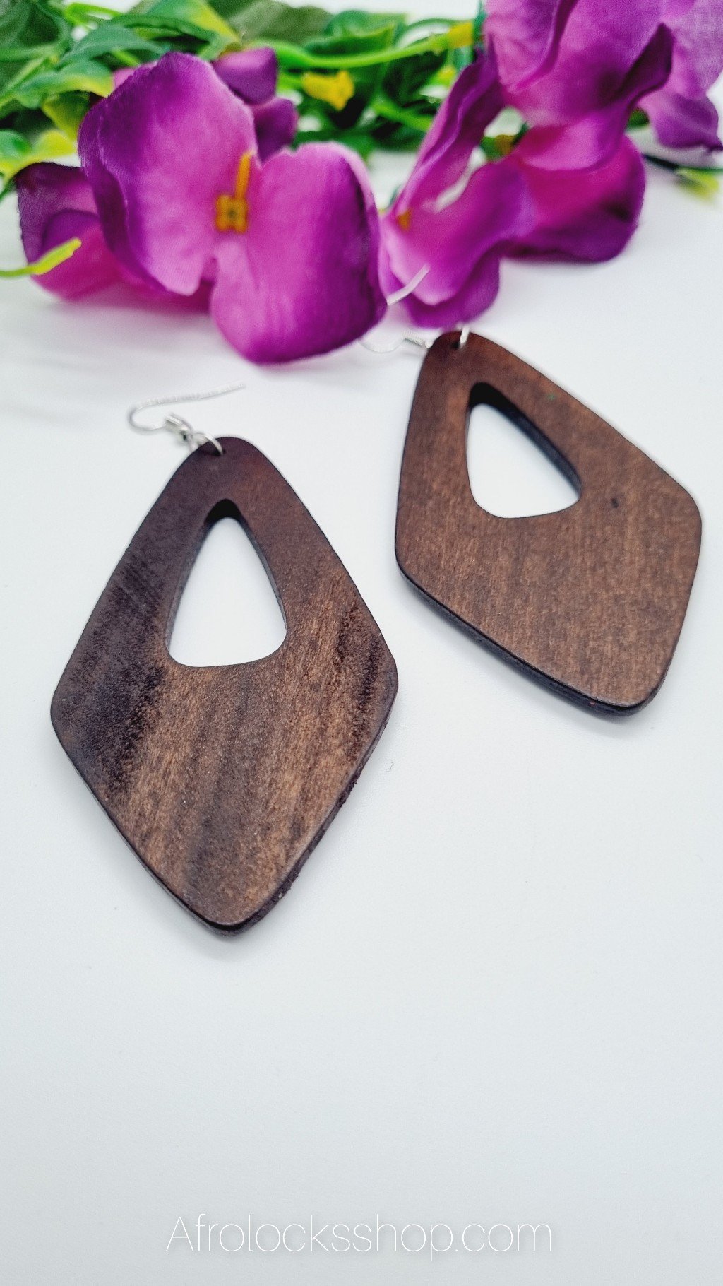 Boucles d'oreilles géométriques en bois naturel-SQ3615933