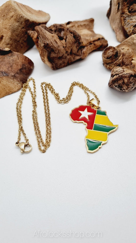 Chaîne et pendentif plaqué or Togo Afrique
