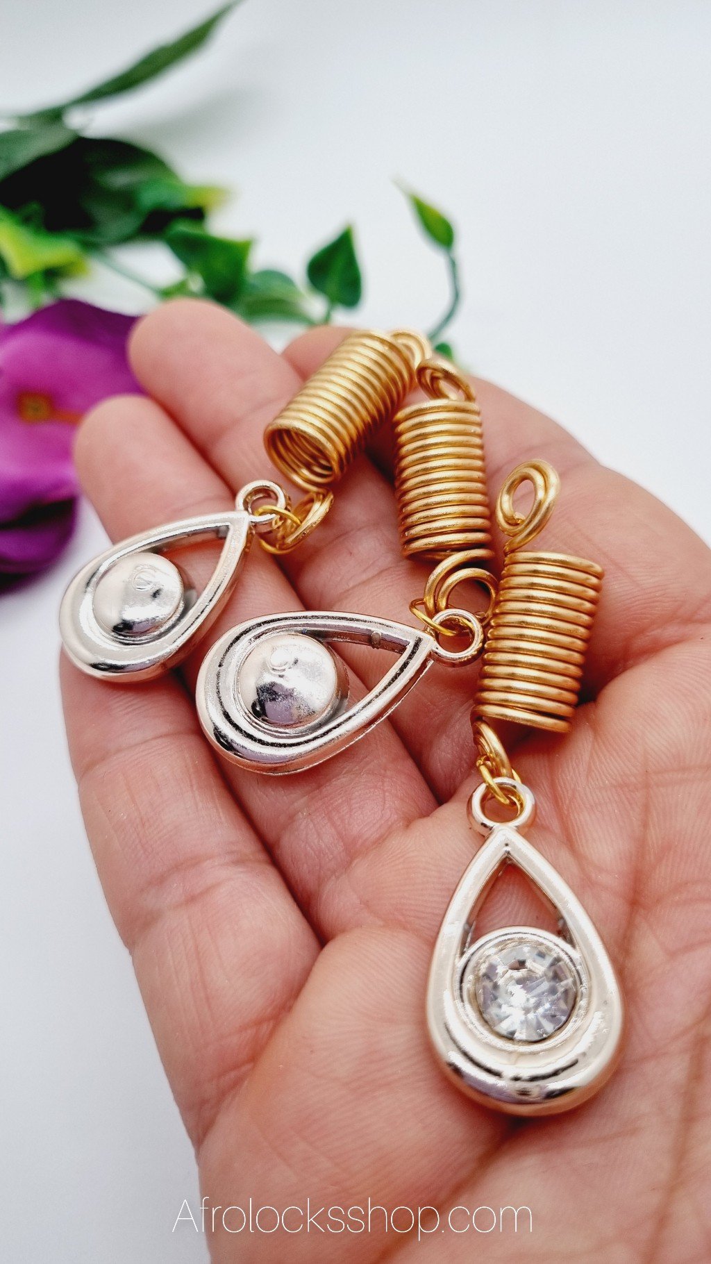 Lot de 3 bijoux pendants strass