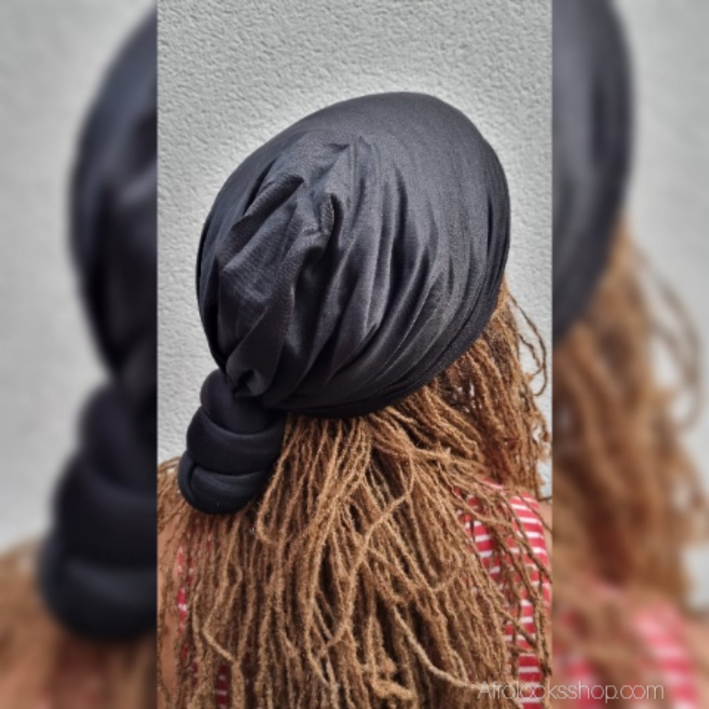 Knotted Wrap en Jersey – Turban à nœud pour locks & tresses (Violet ou Noir)