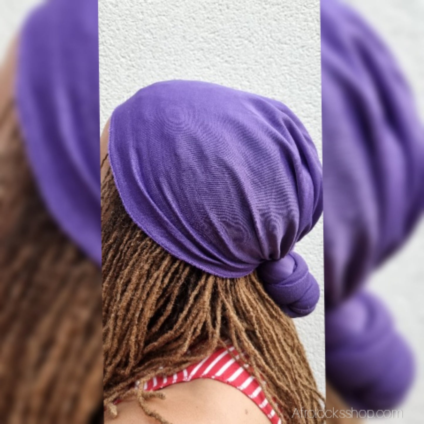 Knotted Wrap en Jersey – Turban à nœud pour locks & tresses (Violet ou Noir)