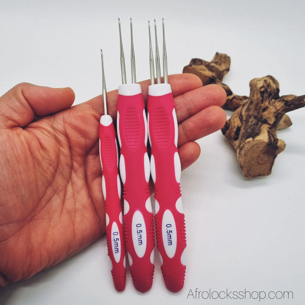 Lot-3x-crochets-rose-0.5mm-05 - Afro Locks Shop