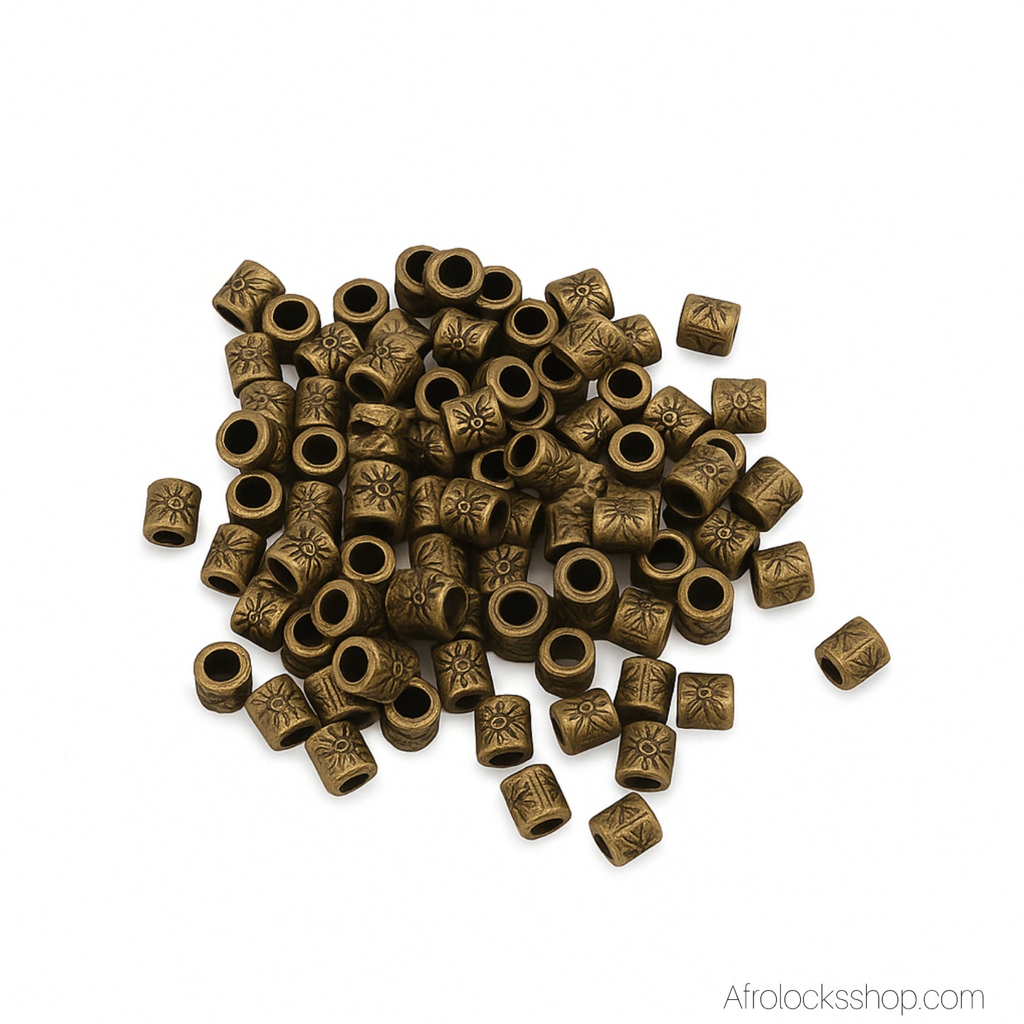 Lot 100 perles microlocks & sisterlocks – 4 mm (trou 2,2 mm) – or/bronze/argent