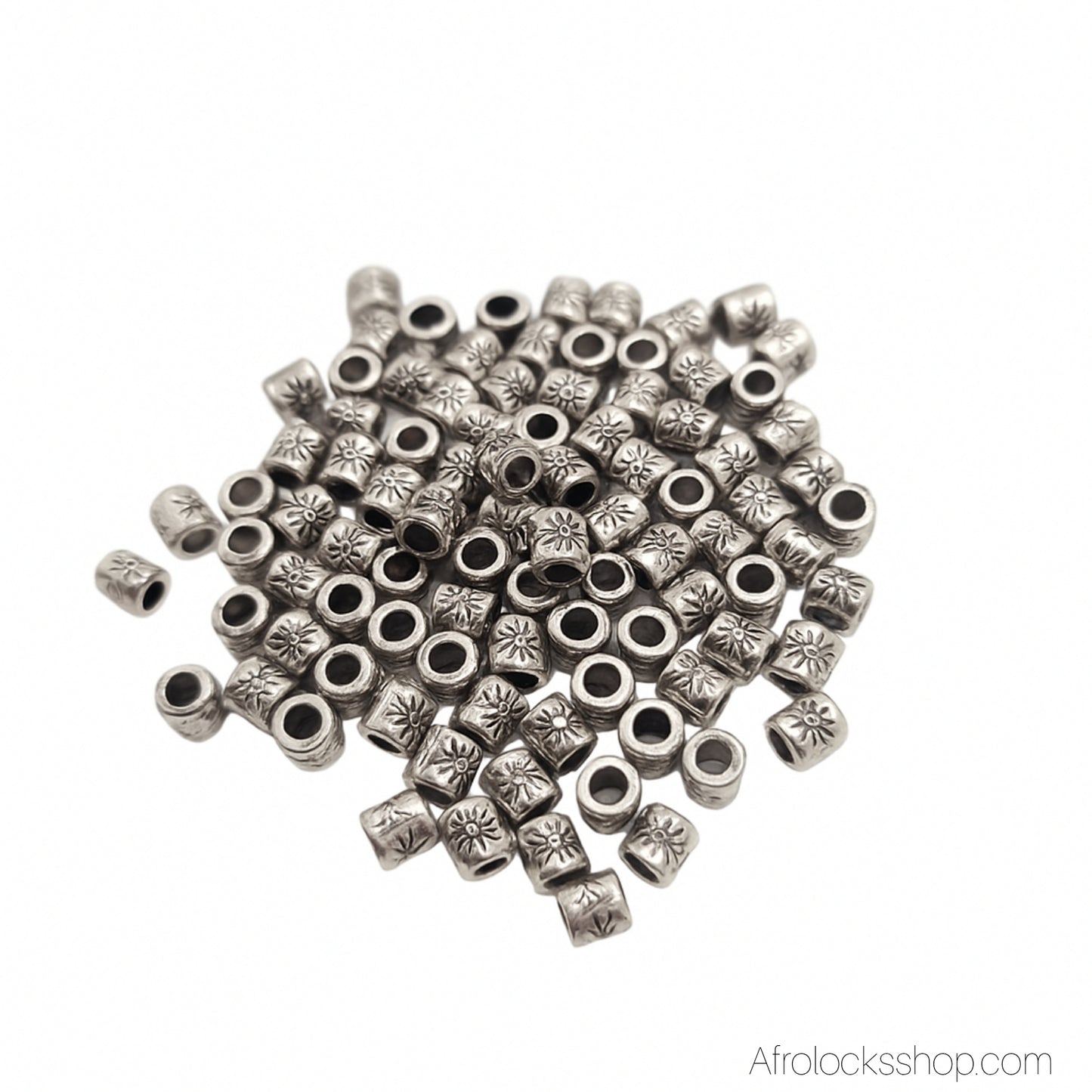 Lot 100 perles microlocks & sisterlocks – 4 mm (trou 2,2 mm) – or/bronze/argent