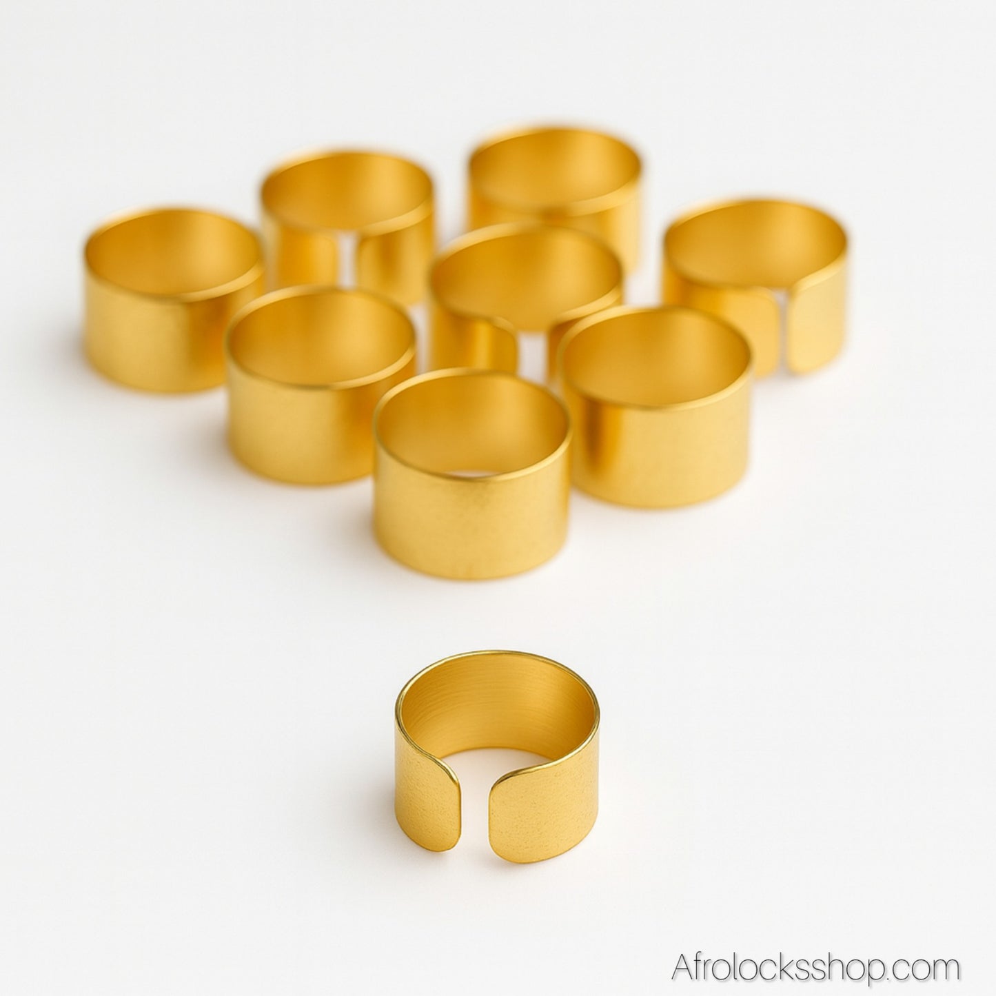 Set 50 bijoux de cheveux dorés – bagues tresses/locks & ear cuffs (5 modèles)