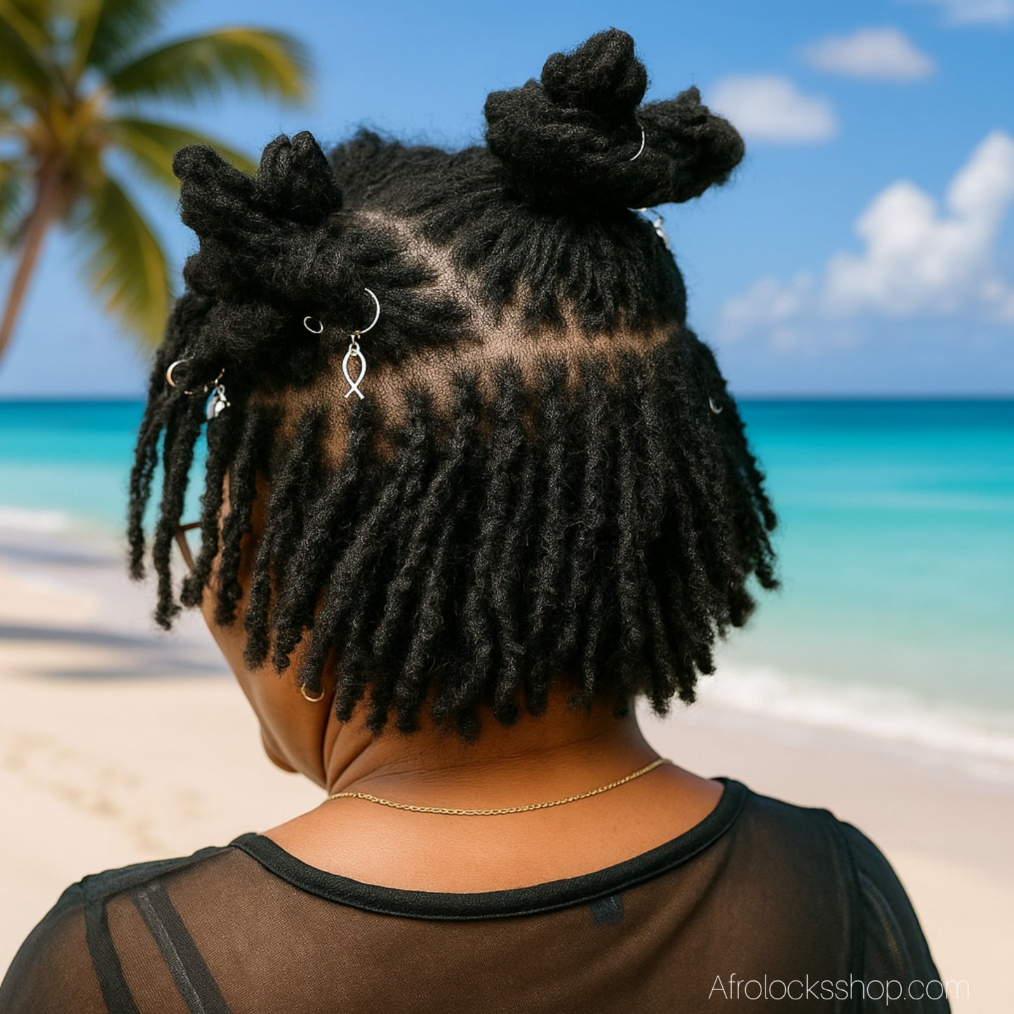 Lot 50 bijoux de cheveux métal – thème mer 🌊 (coquillages, étoiles, tortues, poissons) – Ø 10 mm ajustables