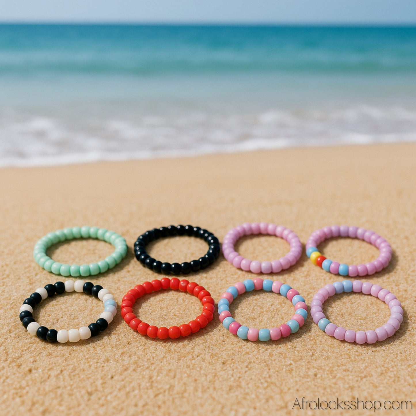 Lot 10 bracelets de cheville multicolores – élastiqués, style boho/plage 🌊