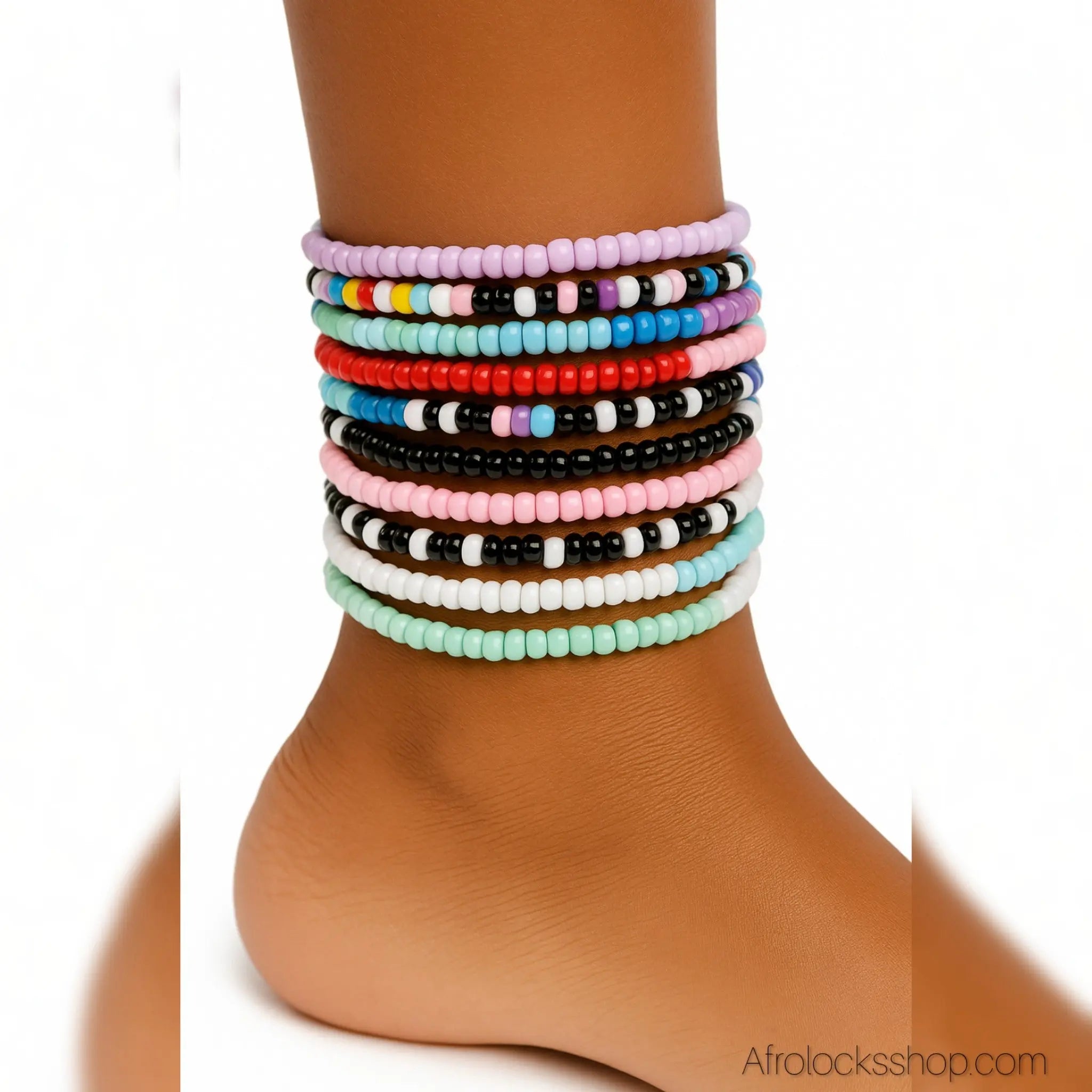 Lot_10_bracelets_cheville_elastiques_en_perles_3 - Afro Locks Shop