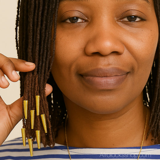 Lot 50 bijoux cônes spirales pour microlocks et sisterlocks – doré ou argenté