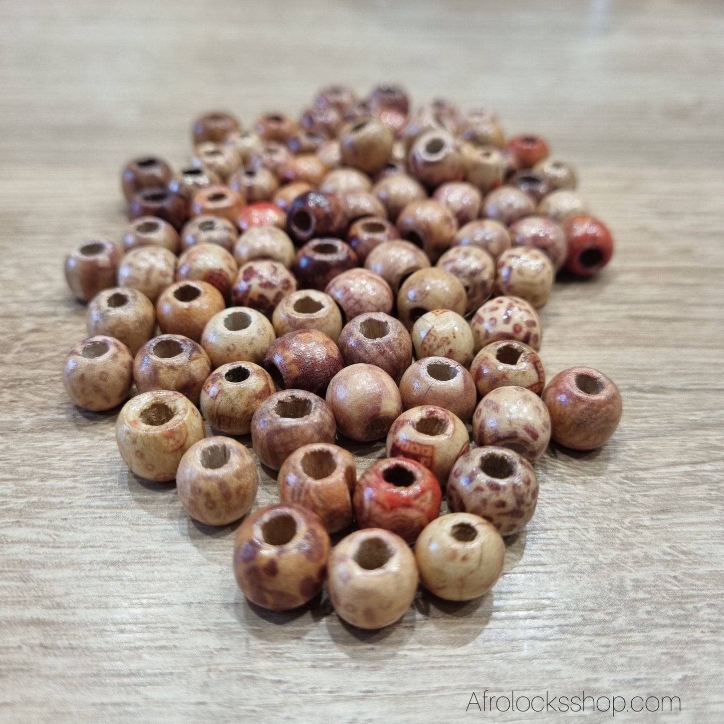 Perles en bois naturelles – lot de 100 perles pour locks, tresses ou barbe (12 mm)