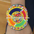 Manchette_laiton_perles_ajustable_fabrication_artisanale_du_Kenya_couleurs_Maasai - Afro Locks Shop