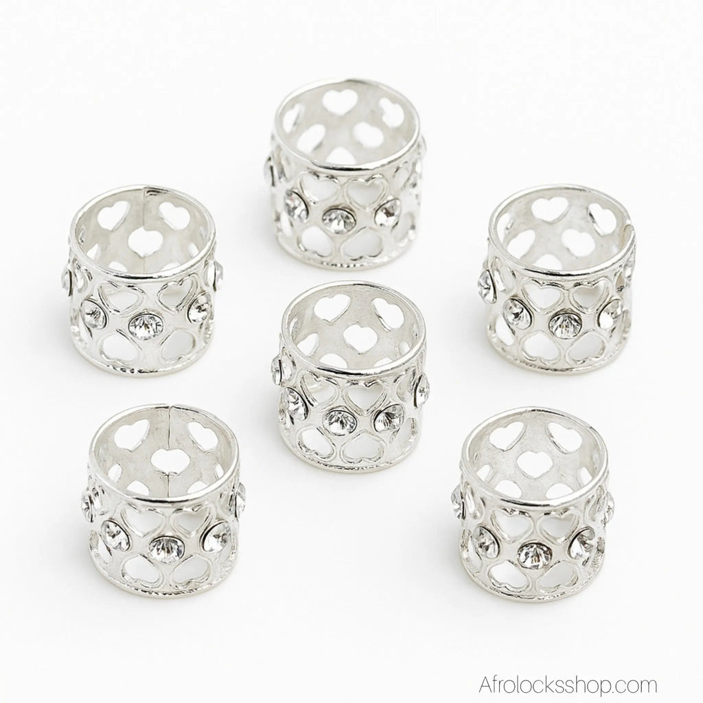 Manchettes_bijoux_cheveux_locks_argent_avec_strass - Afro Locks Shop