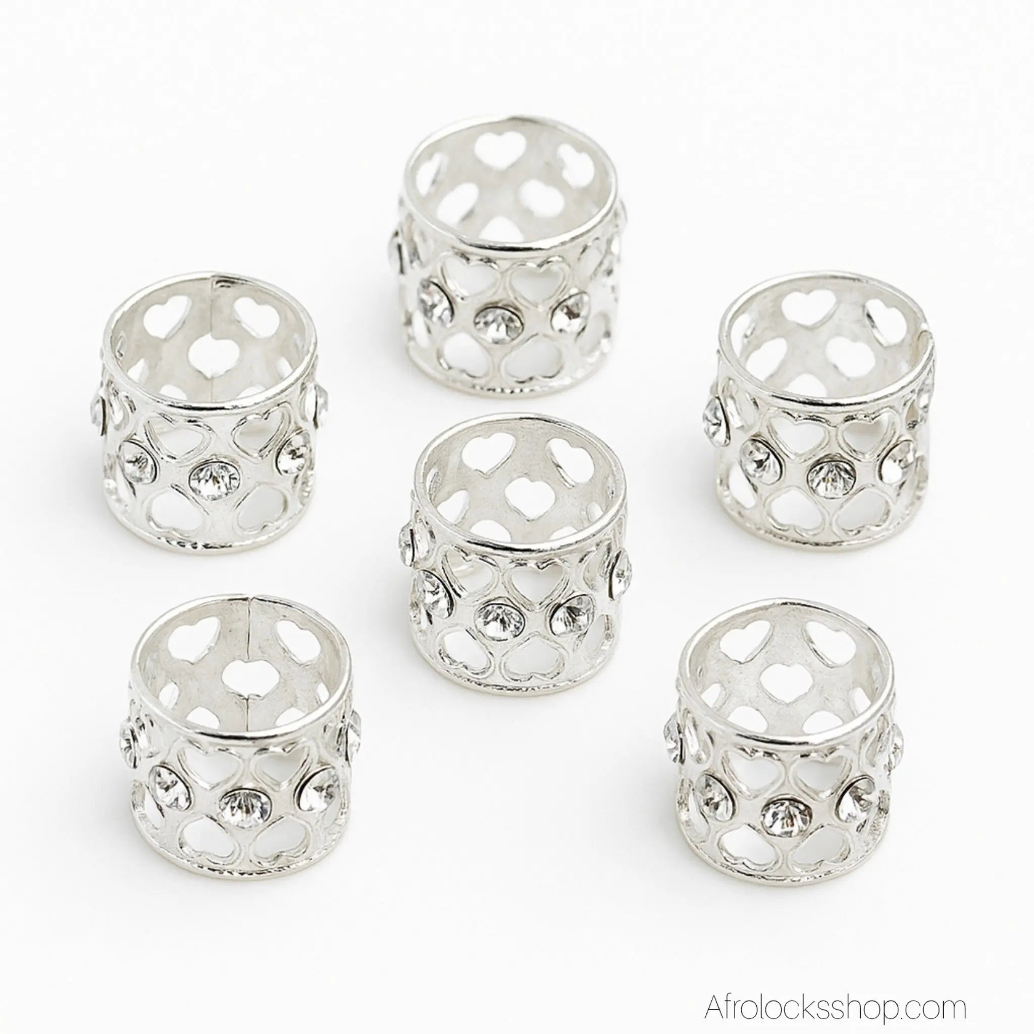 Manchettes_bijoux_cheveux_locks_argent_avec_strass - Afro Locks Shop