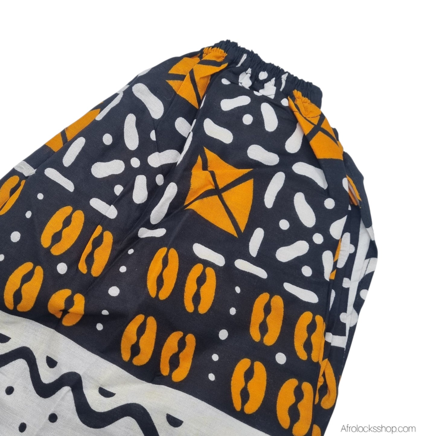 Pantalon wax unisexe « Baye Fall » – fait main au Sénégal (100% coton 🌍, poches, taille réglable)