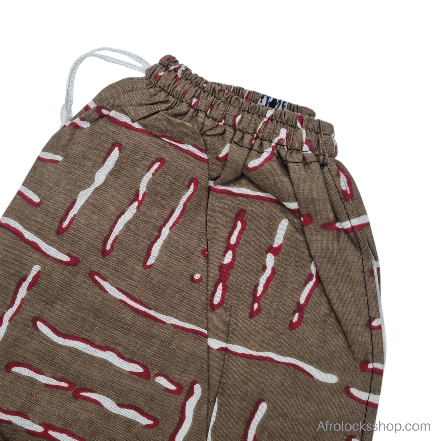 Pantalon wax unisexe « Baye Fall » – fait main au Sénégal (100% coton 🌍, poches, taille réglable)