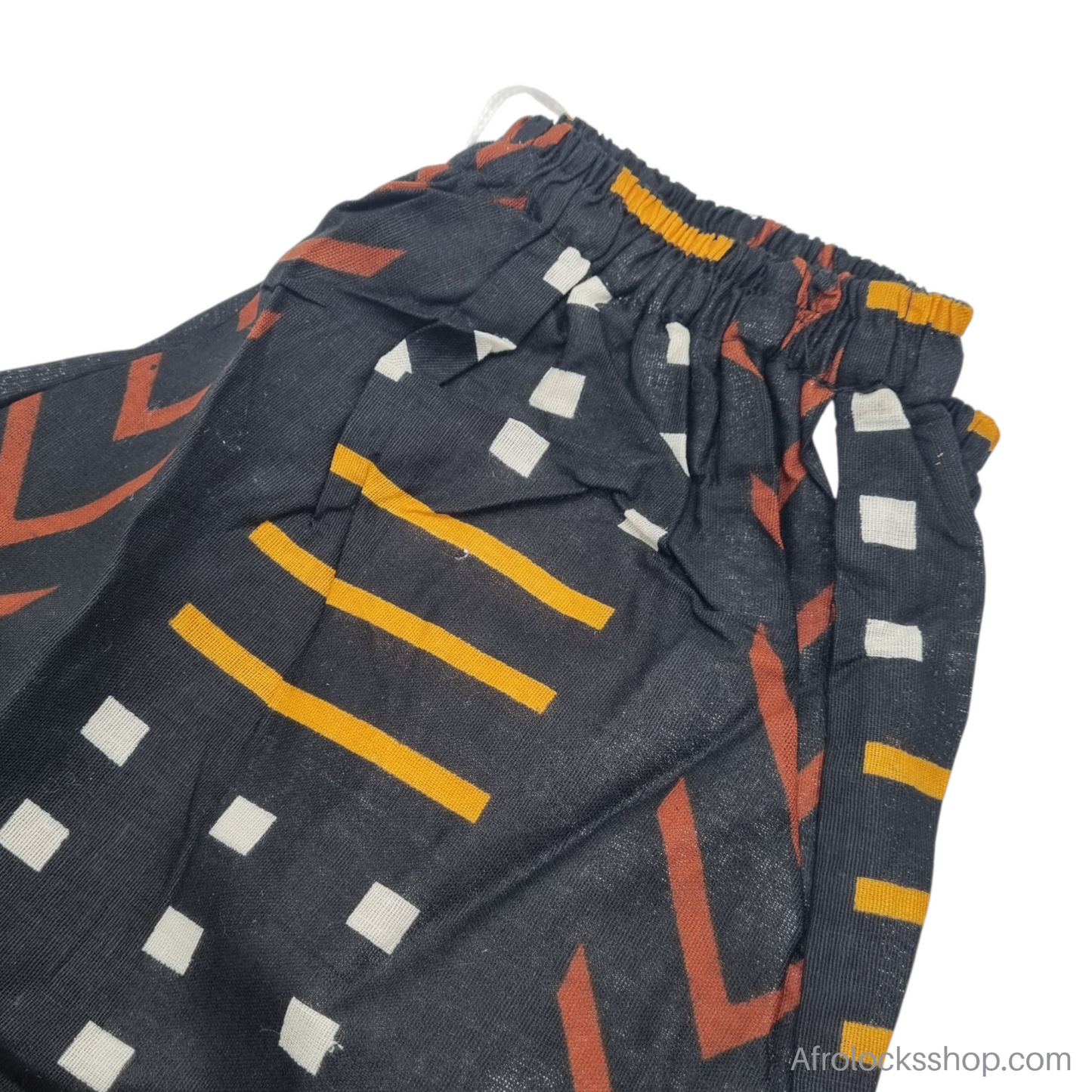 Pantalon wax unisexe « Baye Fall » – fait main au Sénégal (100% coton 🌍, poches, taille réglable)