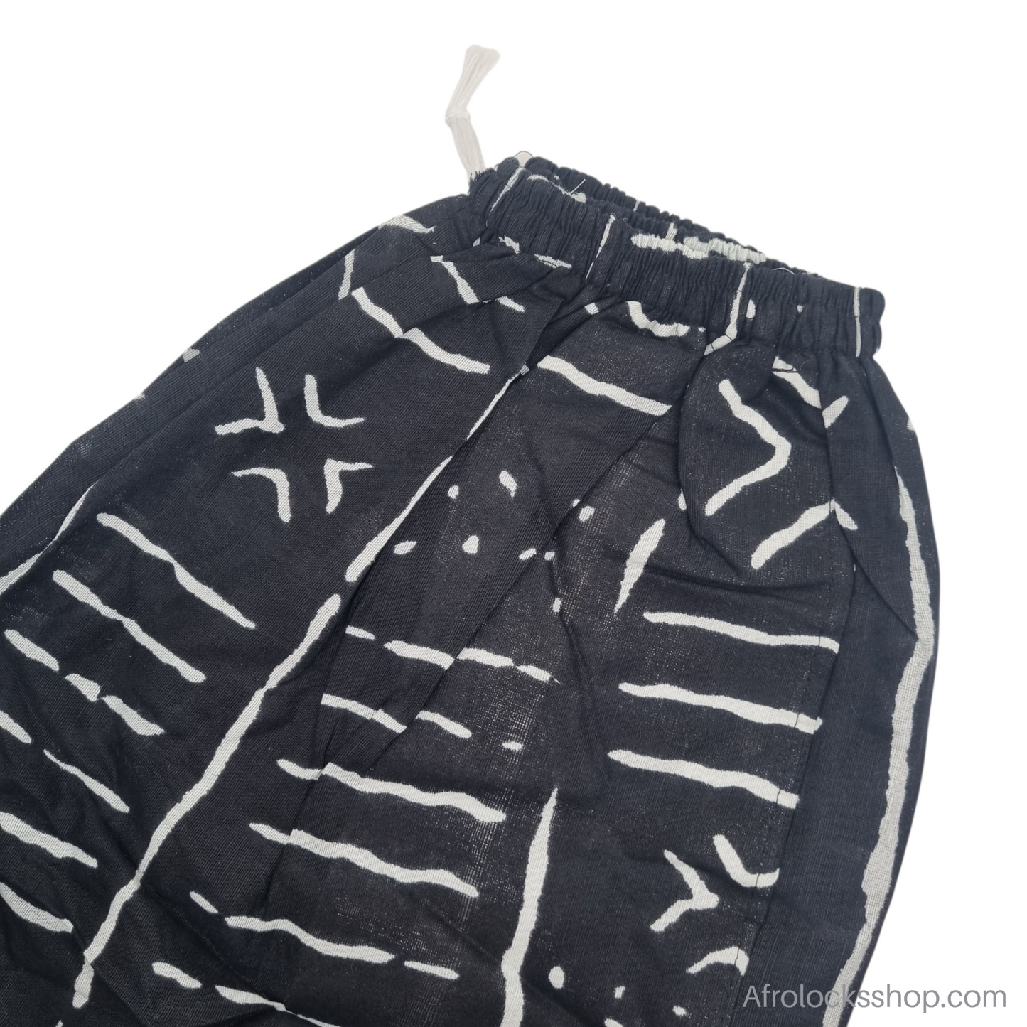 Pantalon wax unisexe « Baye Fall » – fait main au Sénégal (100% coton 🌍, poches, taille réglable)