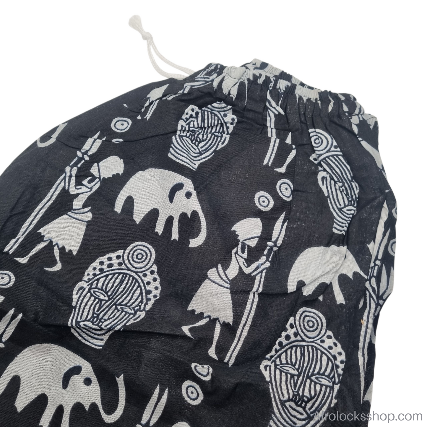 Pantalon wax unisexe « Baye Fall » – fait main au Sénégal (100% coton 🌍, poches, taille réglable)