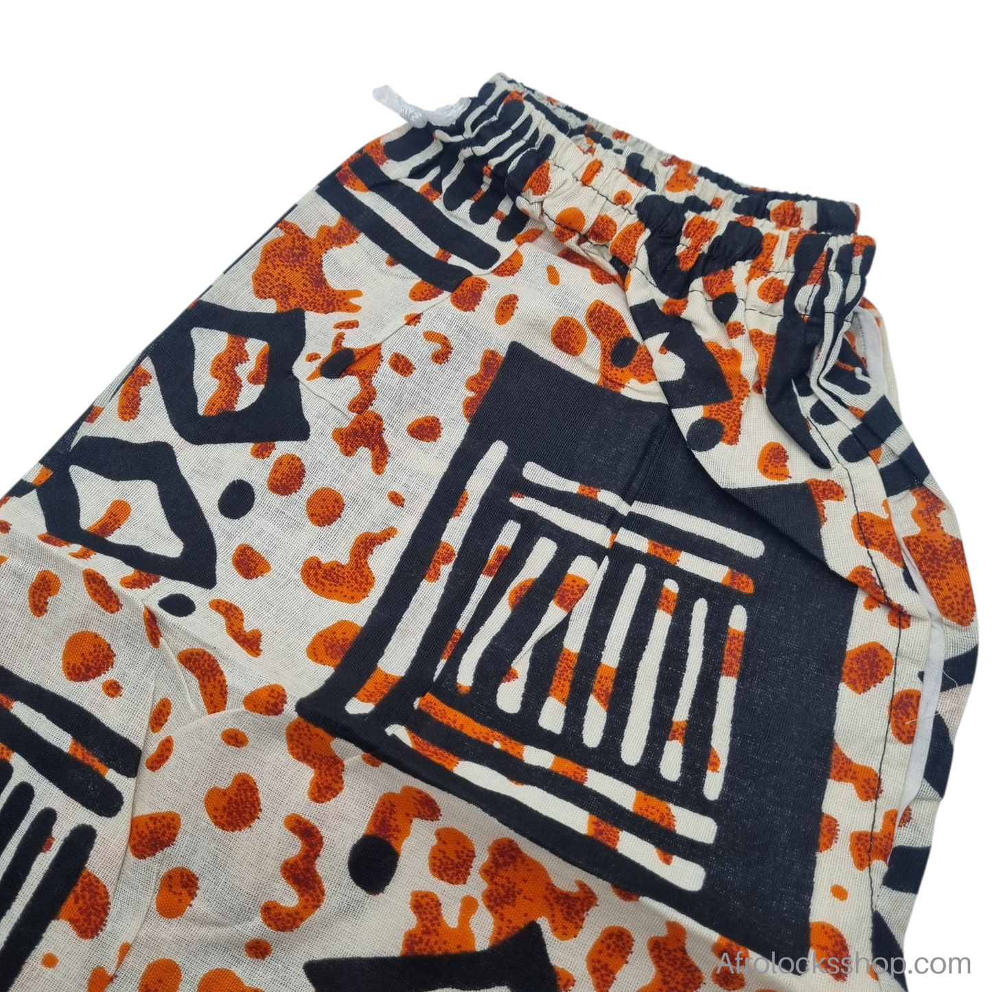 Pantalon wax unisexe « Baye Fall » – fait main au Sénégal (100% coton 🌍, poches, taille réglable)