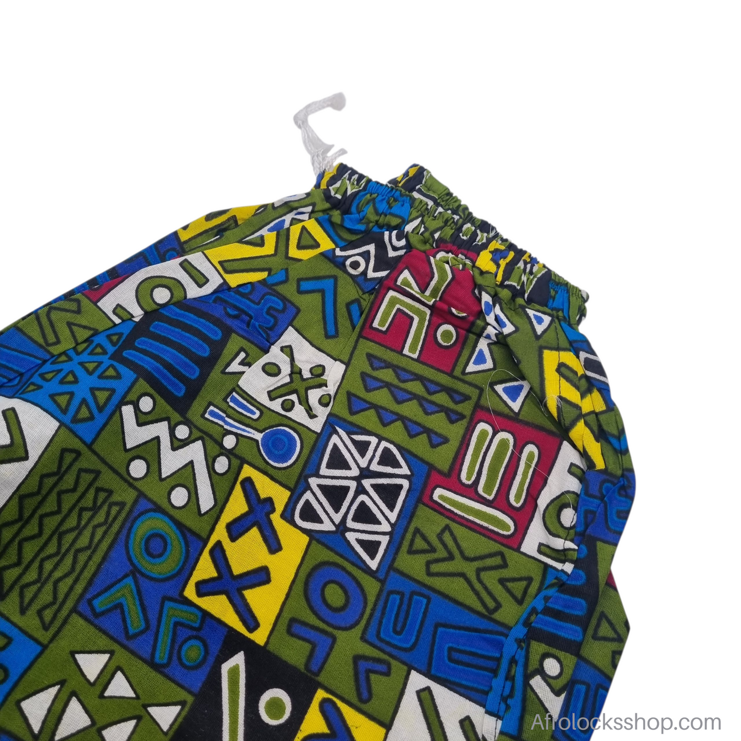 Pantalon wax unisexe « Baye Fall » – fait main au Sénégal (100% coton 🌍, poches, taille réglable)