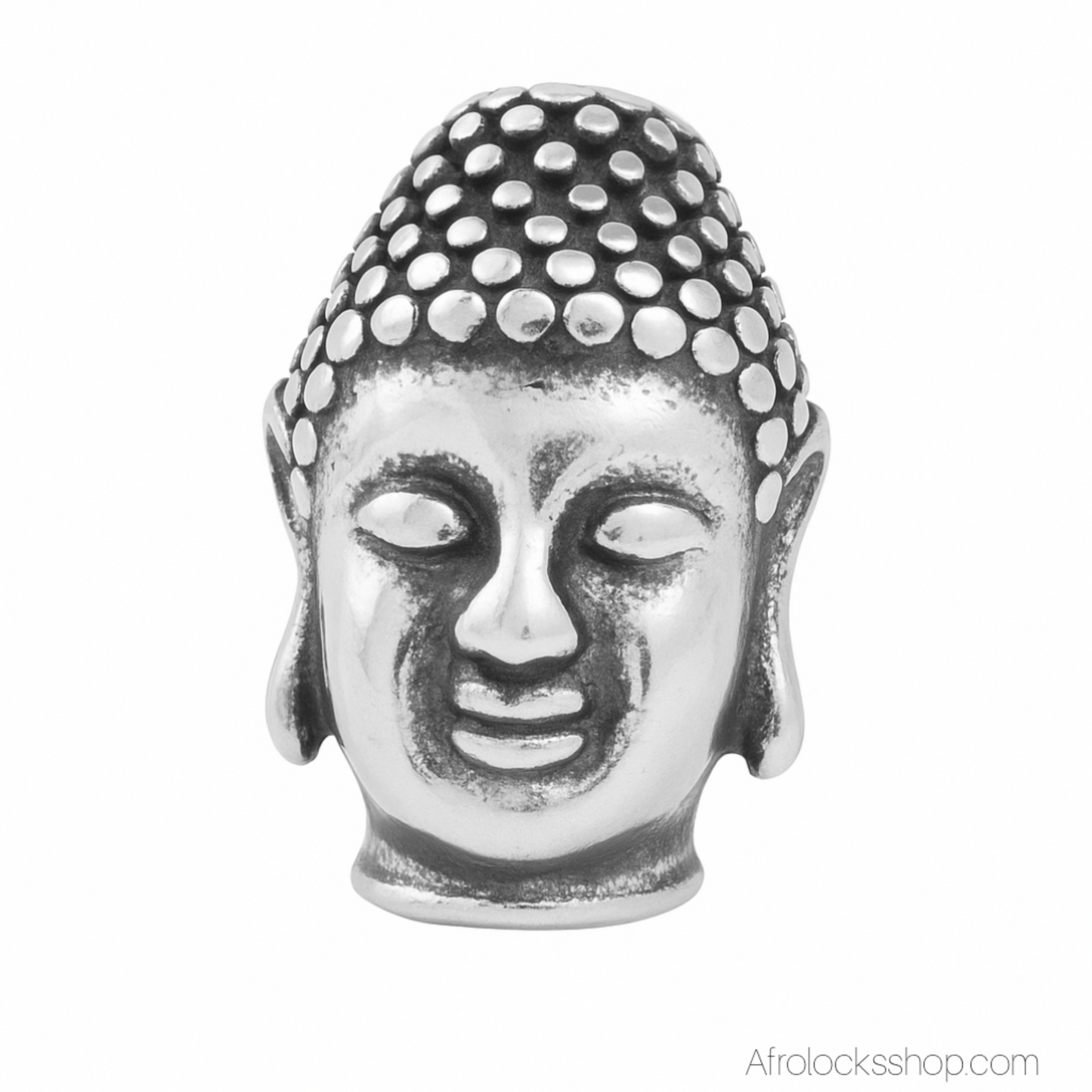 Perle Bouddha acier 316L – bijou de cheveux à l’unité (15×10 mm, trou 2 mm) | Sisterlocks & très fines locks