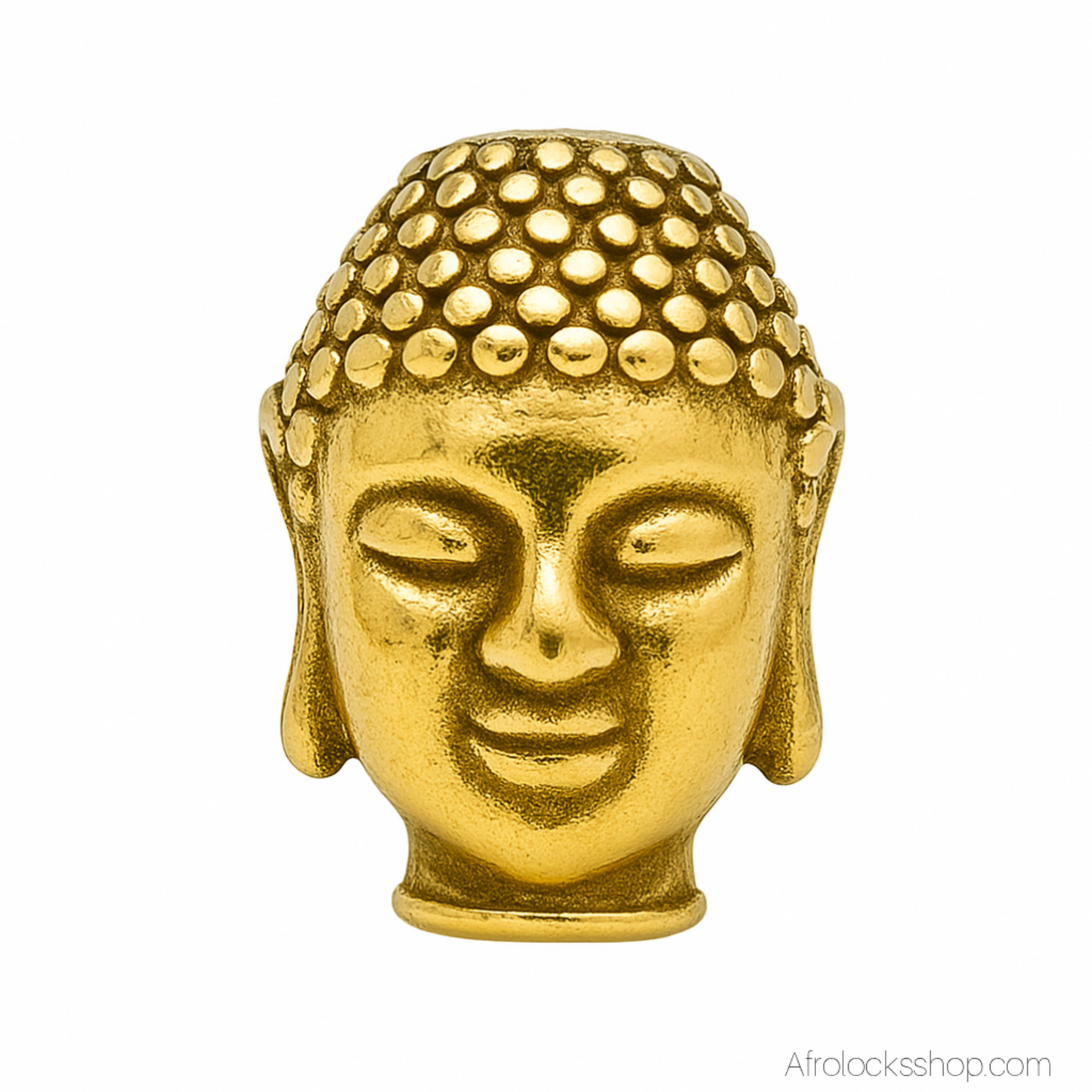 Perle Bouddha acier 316L – bijou de cheveux à l’unité (15×10 mm, trou 2 mm) | Sisterlocks & très fines locks