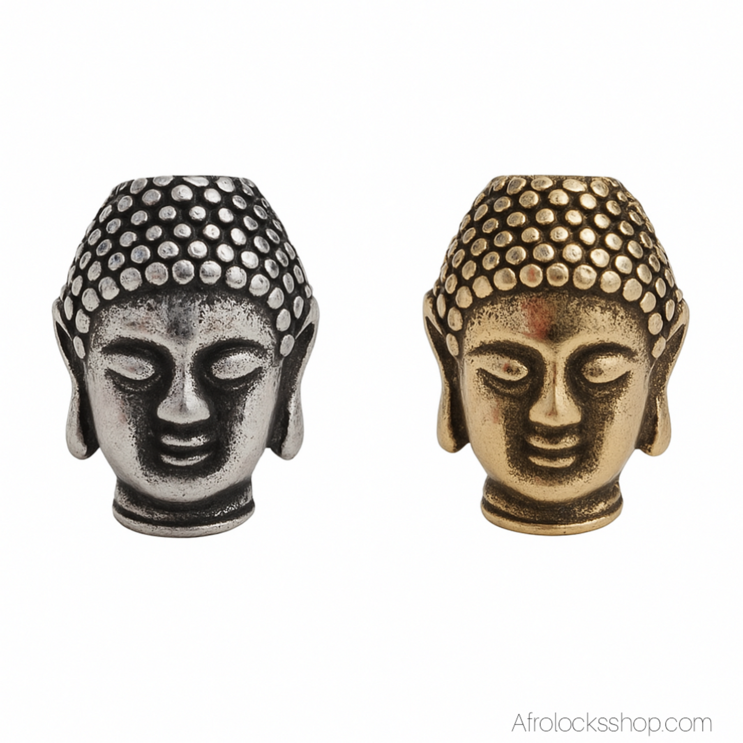 Perle Bouddha acier 316L – bijou de cheveux à l’unité (15×10 mm, trou 2 mm) | Sisterlocks & très fines locks