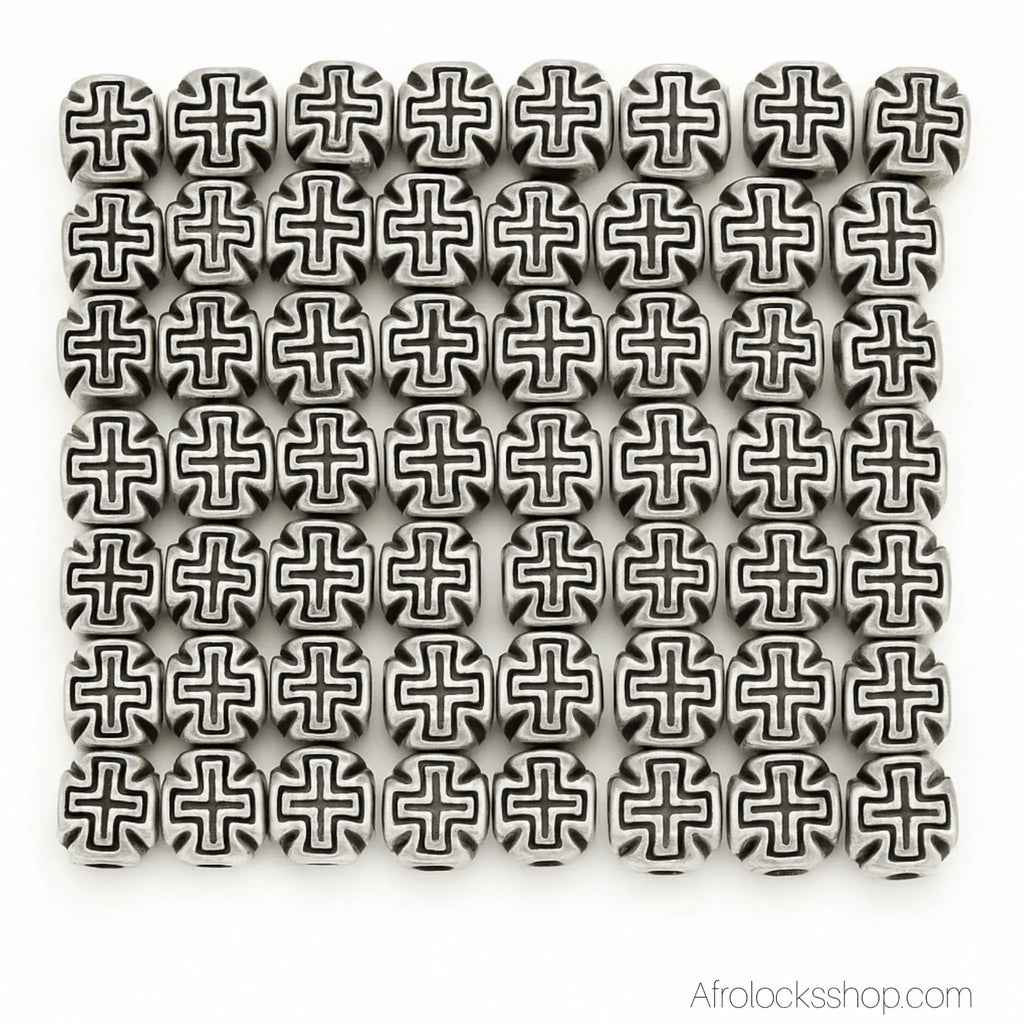 Perle_metal_argent_croix_celtique_locks_barbe_3mm - Afro Locks Shop