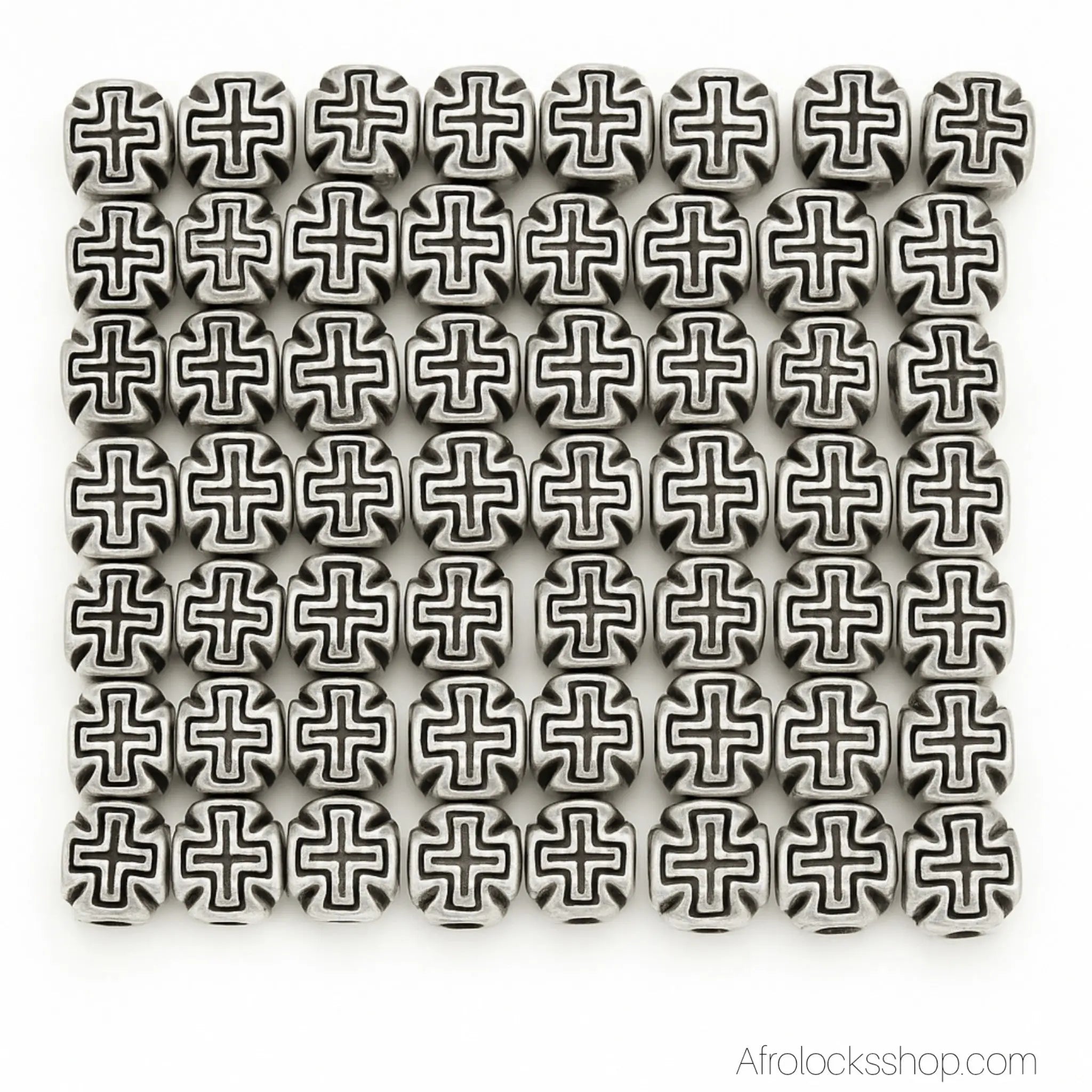 Perle_metal_argent_croix_celtique_locks_barbe_3mm - Afro Locks Shop