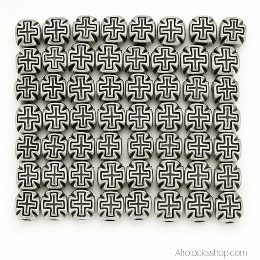 Perles croix celtiques en zinc – Lot de 50 pour locks, tresses & bijoux