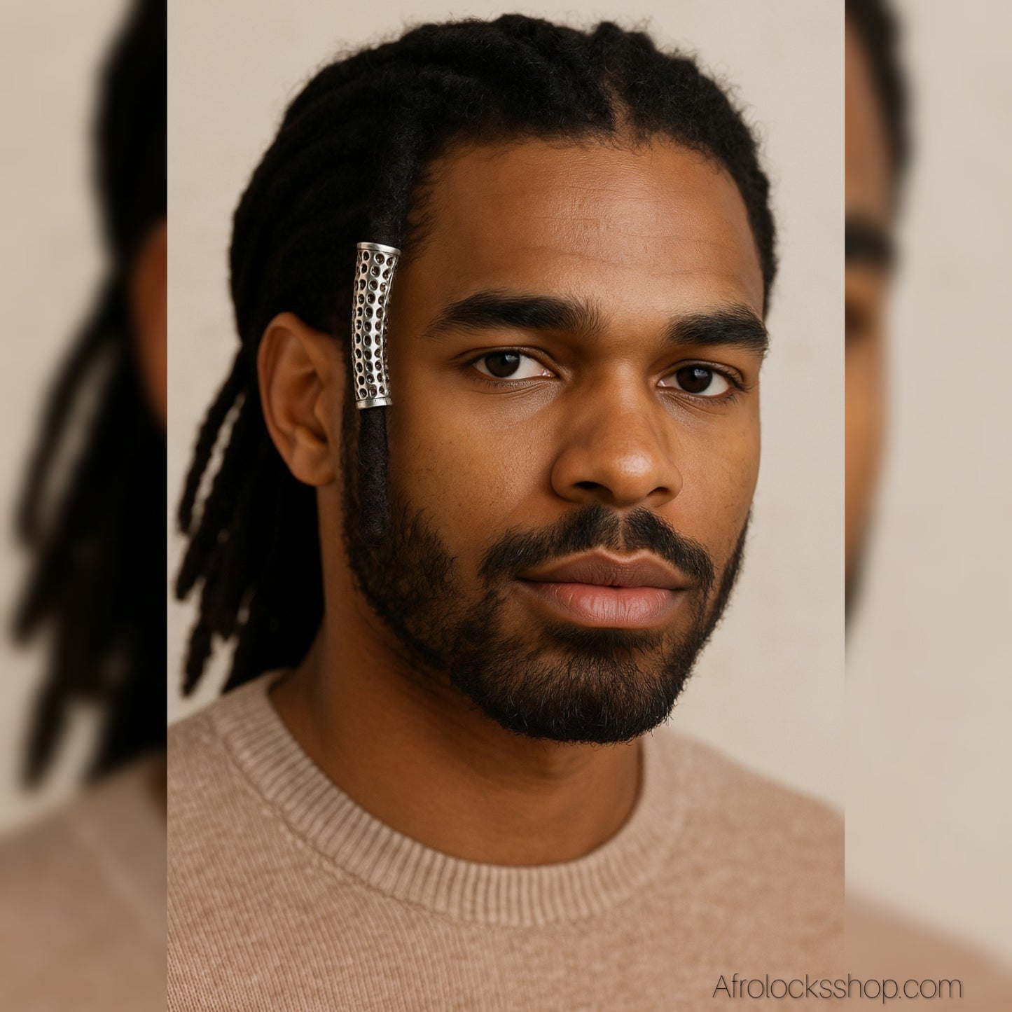 Perle de locks courbée 6,5 cm (trou 7 mm) – Finition argent vieilli