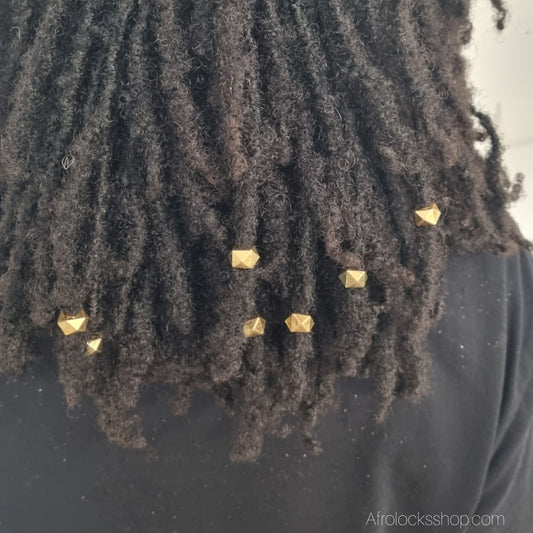 Perles octogonales or vieilli – lot 30 g (≈40-50) • trou 5 mm • spécial locks & tresses