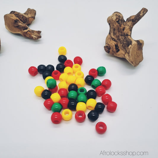Lot de perles Rasta 40 g – Petites (~130 pcs) ou Grandes (~40 pcs)