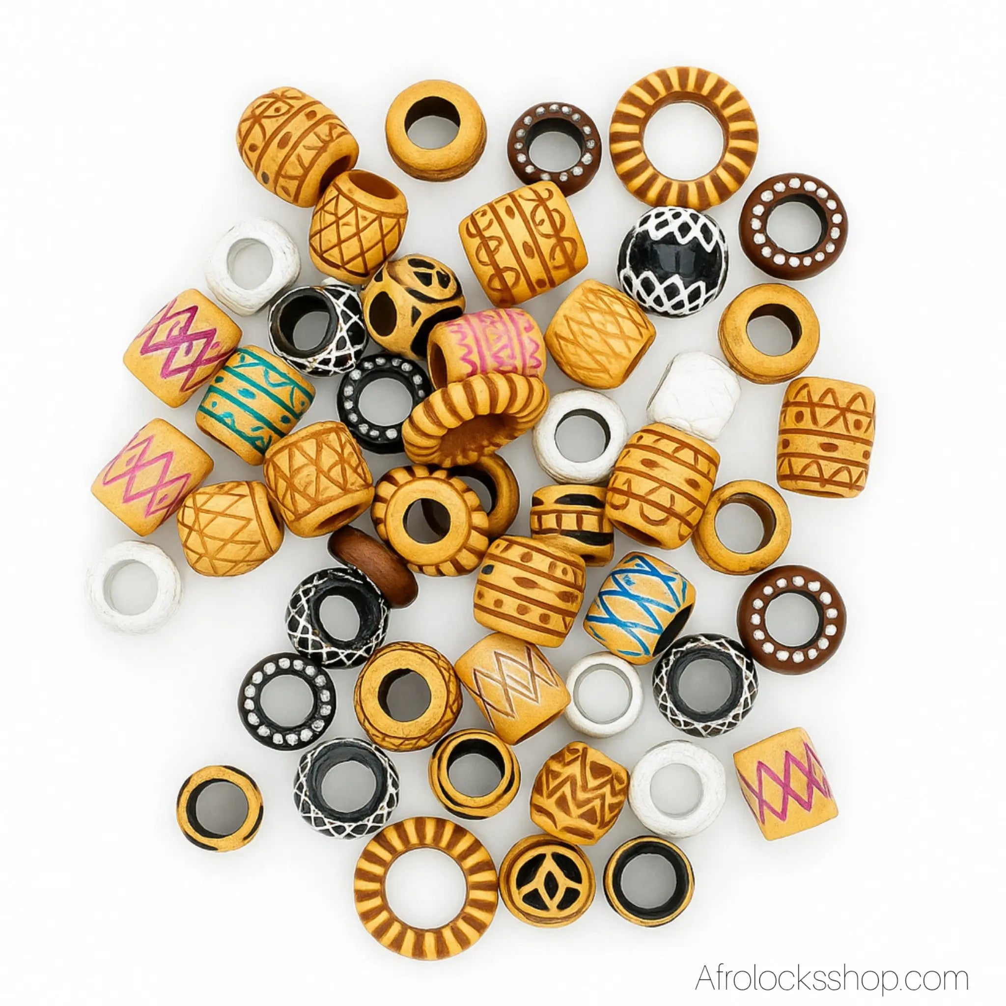 Perles_cheveux_bois_locks_tresses_microlocks - Afro Locks Shop