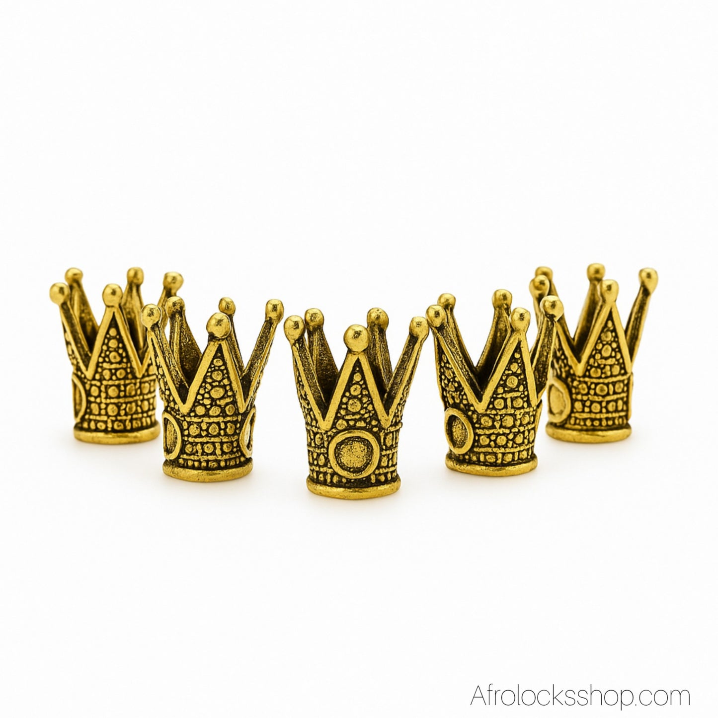 Perles couronne pour locks – lot de 5 en zinc doré ou argenté (trou 5 mm)