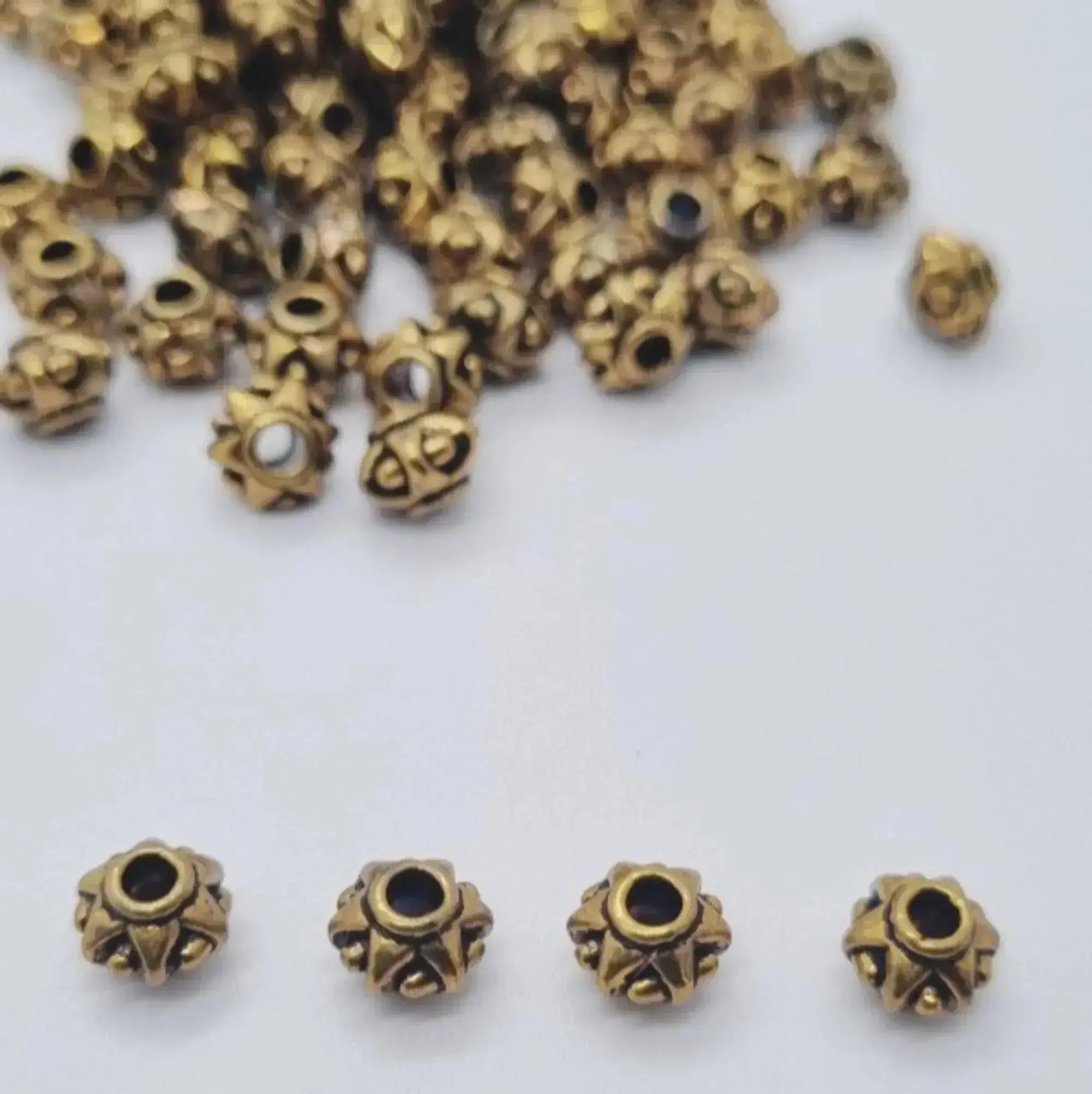 Antique gold zinc hair beads, 6mm with 2mm hole, for braids, microlocks, and sisterlocks