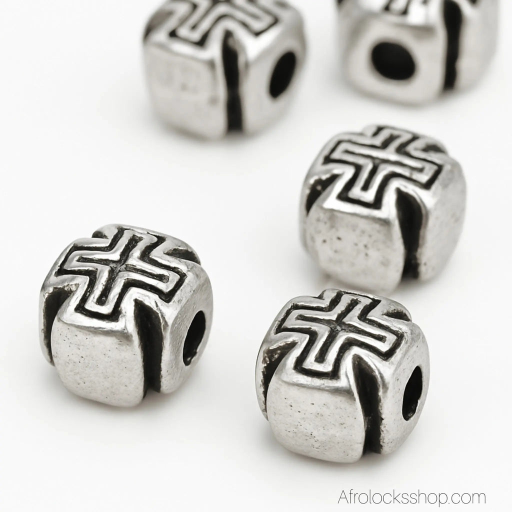 Perles_metal_argent_croix_celtique_locks_barbe_3mm - Afro Locks Shop
