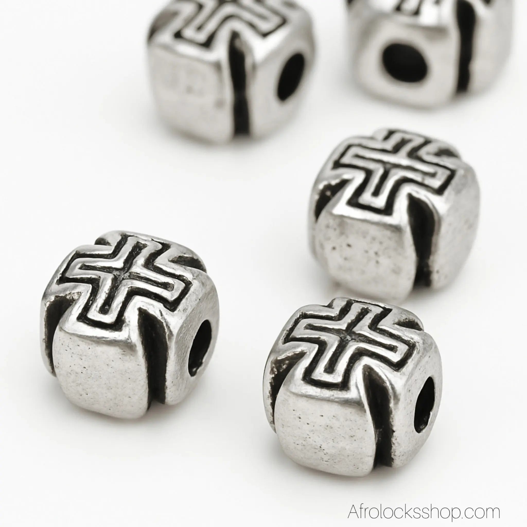 Perles_metal_argent_croix_celtique_locks_barbe_3mm - Afro Locks Shop