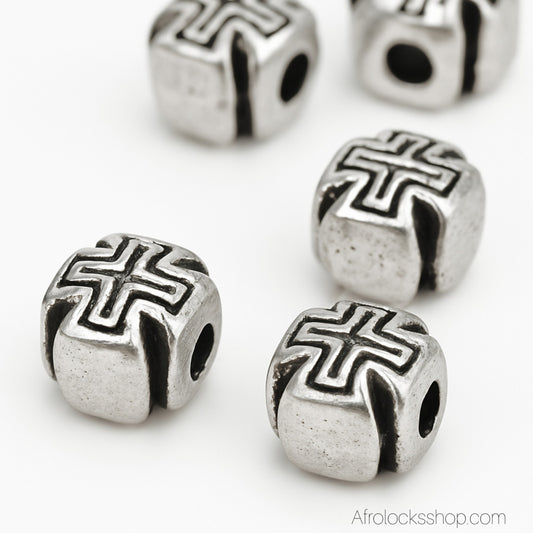 Perles croix celtiques en zinc – Lot de 50 pour locks, tresses & bijoux